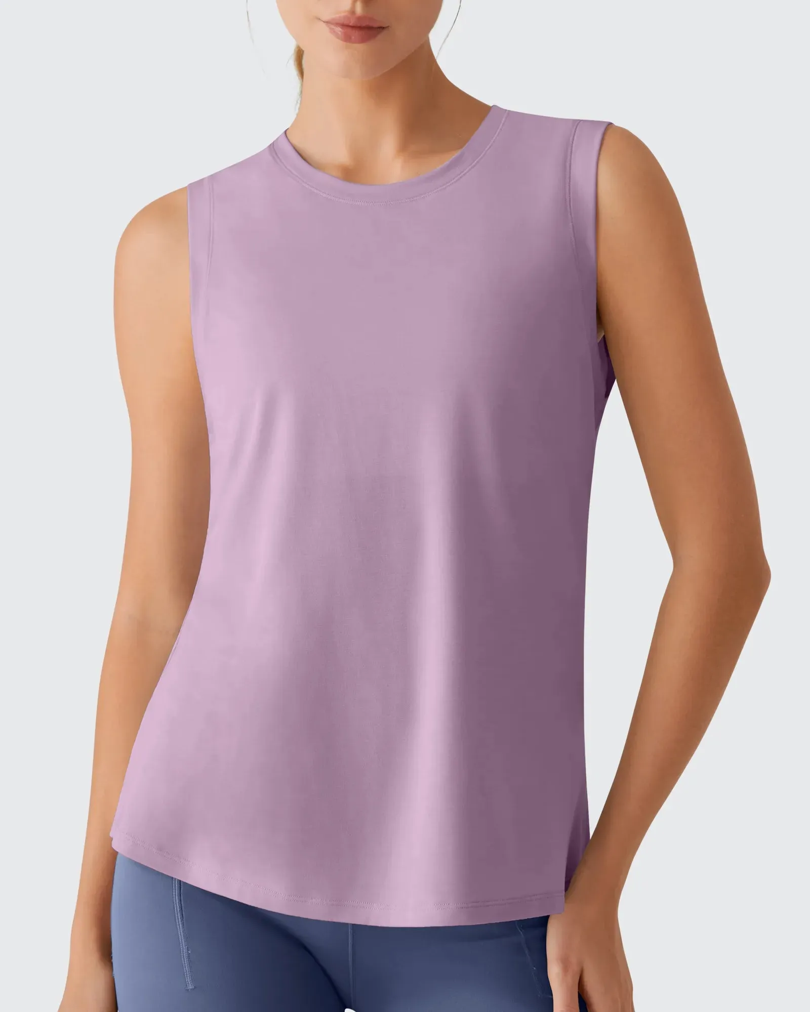 Side Slits Loose Fit High Neck Athletic Tanks sold by G4free product image thumbnail 2