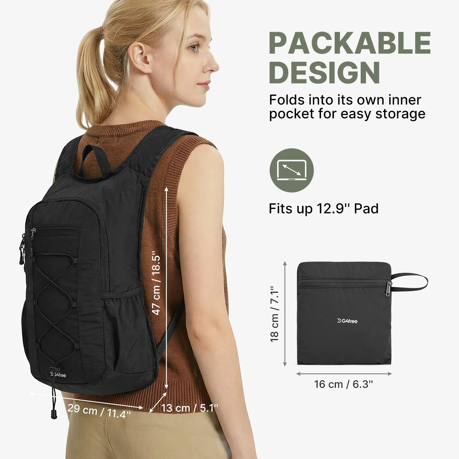 G4Free 20L Lightweight Packable Hiking Daypack with Phone Pocket sold by G4free product image thumbnail 5