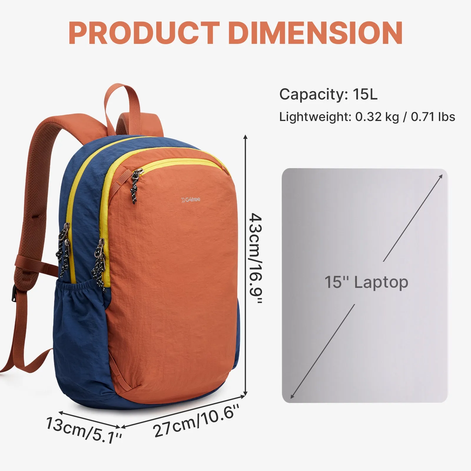 G4Free 15L Lightweight Hiking Travel Casual Daypack sold by G4free product image thumbnail 3