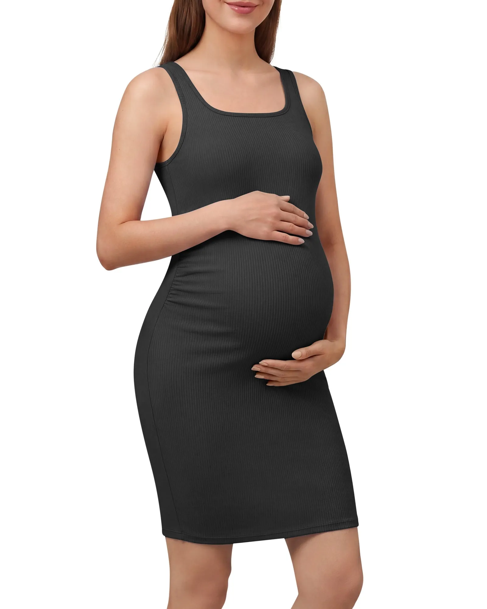 G4Free Ribbed Square Neck Midi Maternity Tank Dress sold by G4free product image thumbnail 5