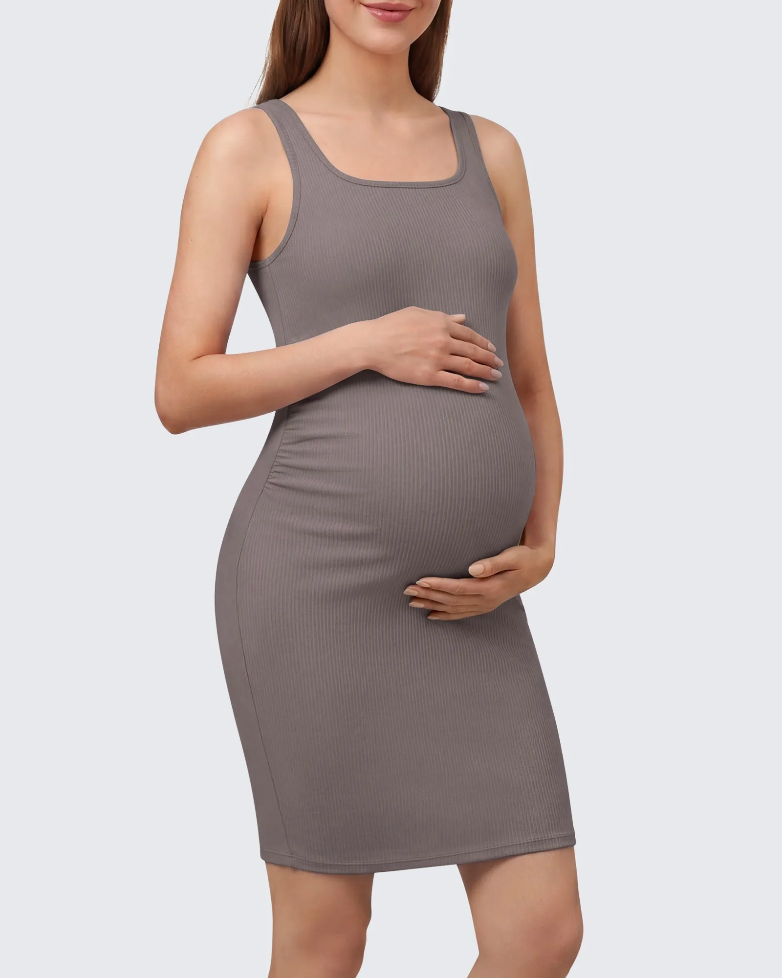 G4Free Ribbed Square Neck Midi Maternity Tank Dress sold by G4free product image thumbnail 3