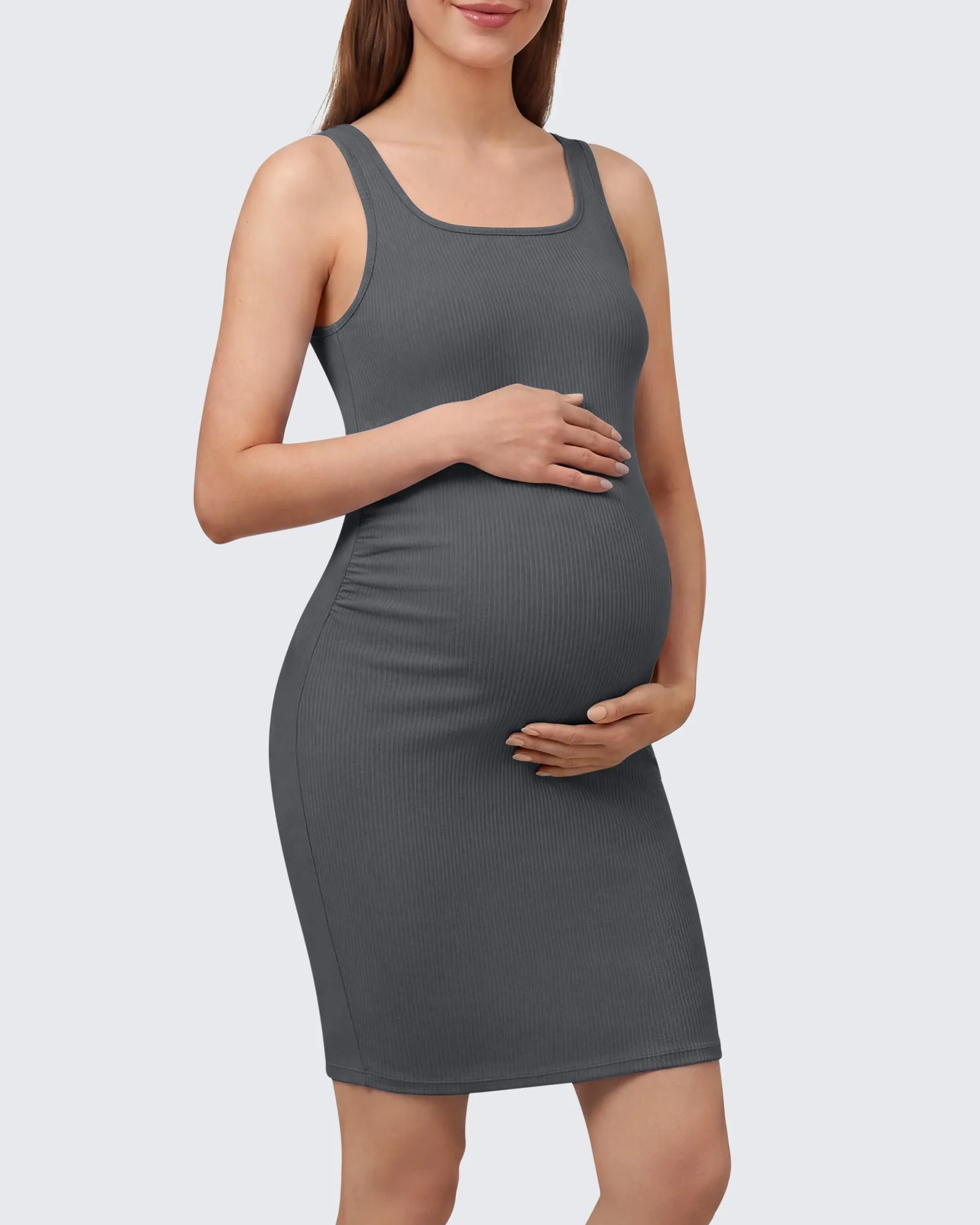 G4Free Ribbed Square Neck Midi Maternity Tank Dress sold by G4free product image thumbnail 2