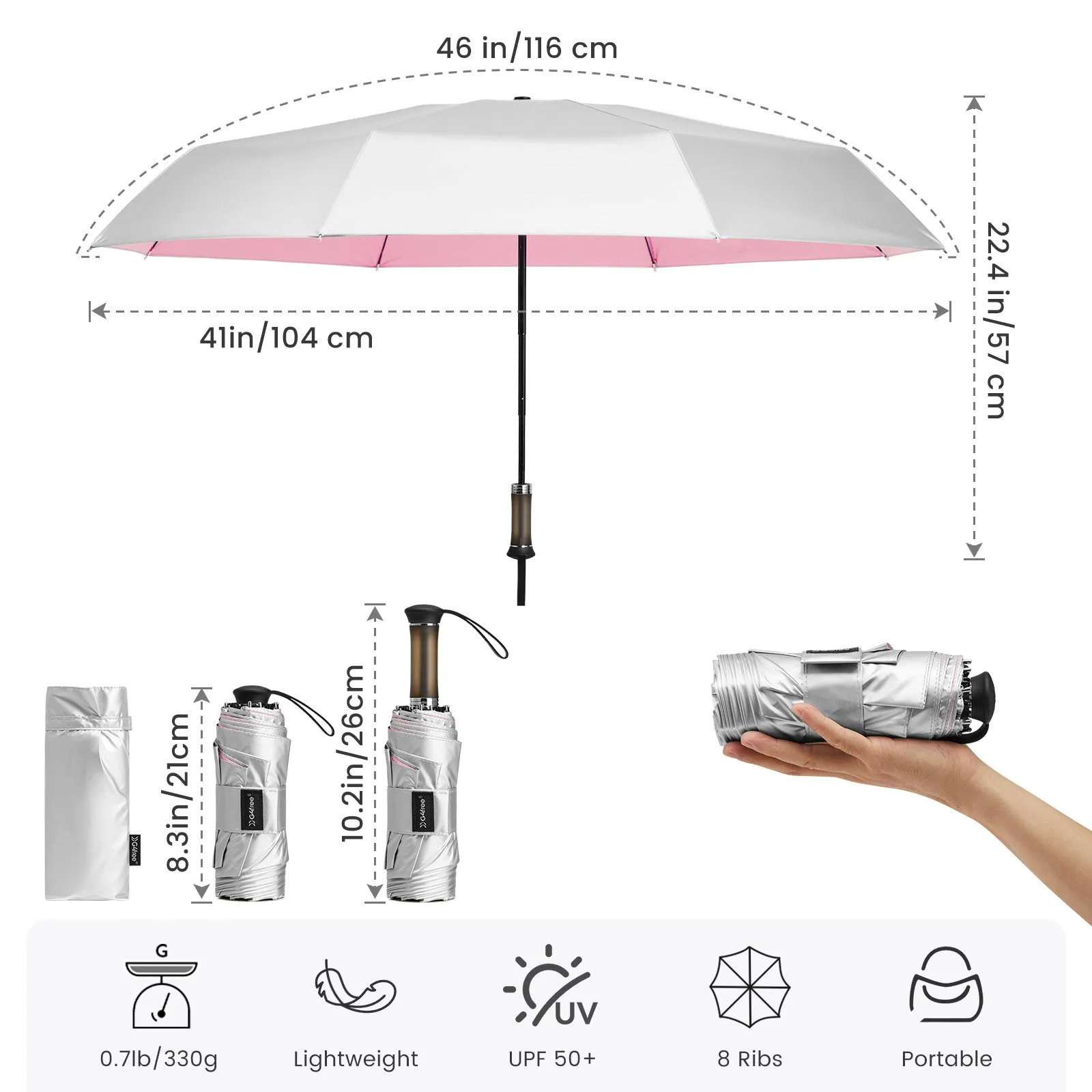 G4Free Mini Travel Umbrella UPF 50+ sold by G4free product image thumbnail 4