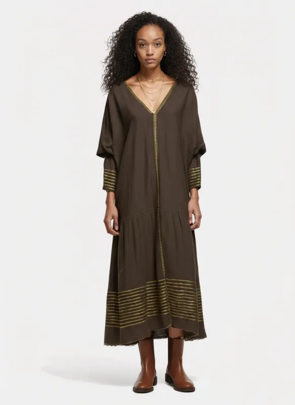 Roda Dress- Earthstone Gold sold by Yego