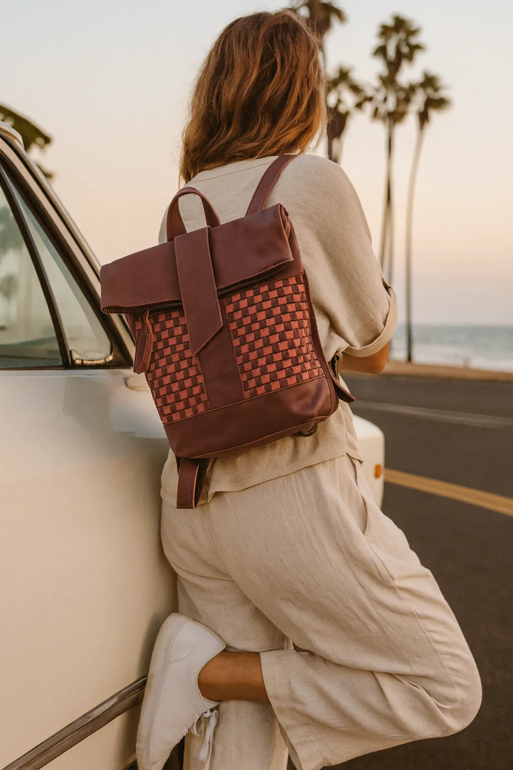 Omo Leather Backpack - Garnet Desert Rose sold by Yego