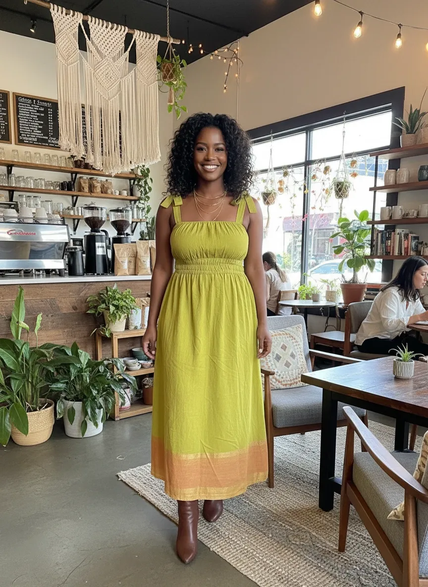 Rawhi Dress - Chartreuse Spark sold by Yego