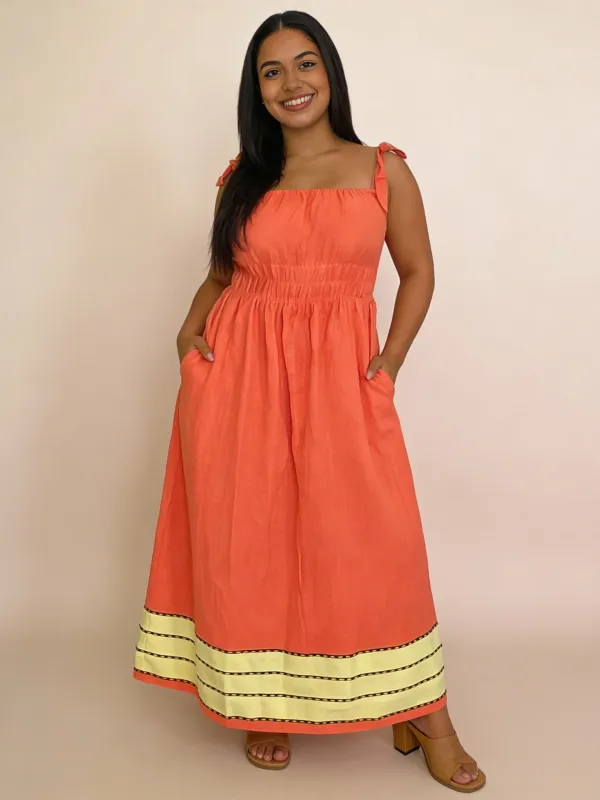 Rawhi Dress - Apricot Glow sold by Yego