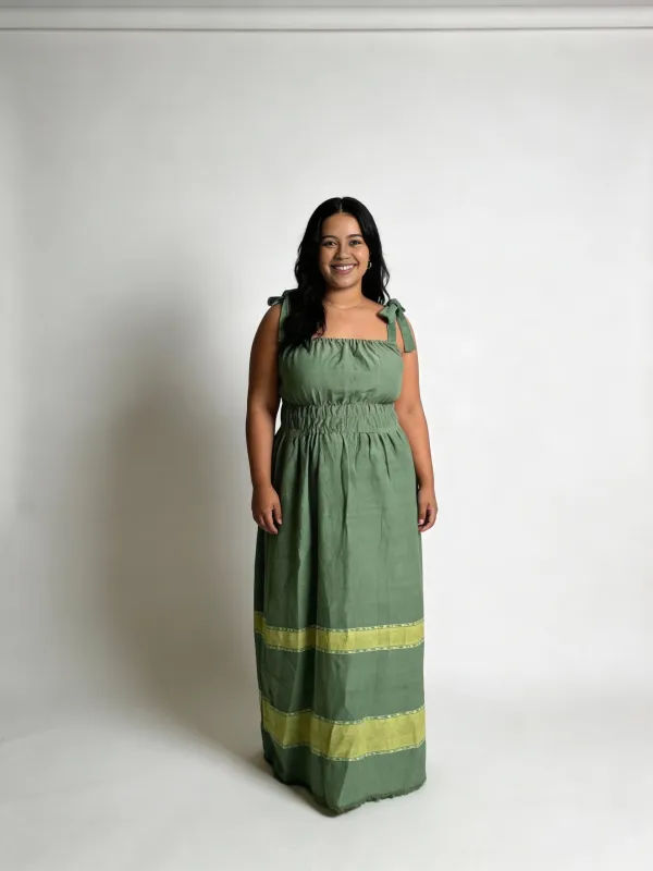 Rawhi Dress - Olive Glow sold by Yego
