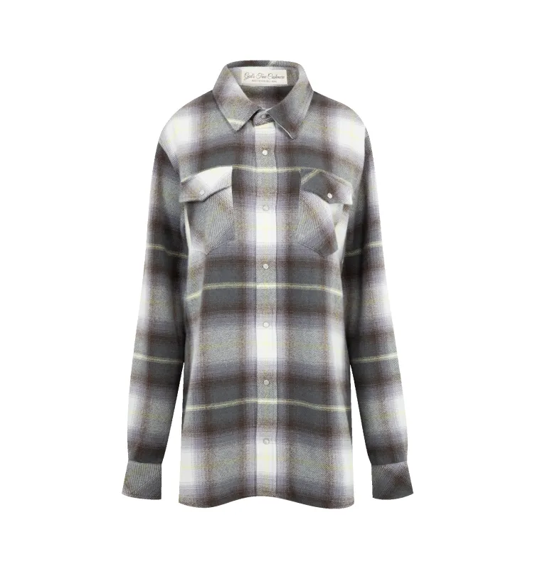 SHADOW PLAID CASHMERE SHIRT (WOMENS) sold by Hirshleifers