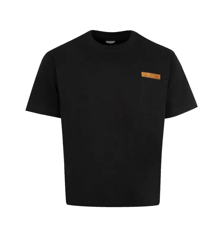 PIMA T-SHIRT WITH LEATHER DETAIL (MENS) sold by Hirshleifers