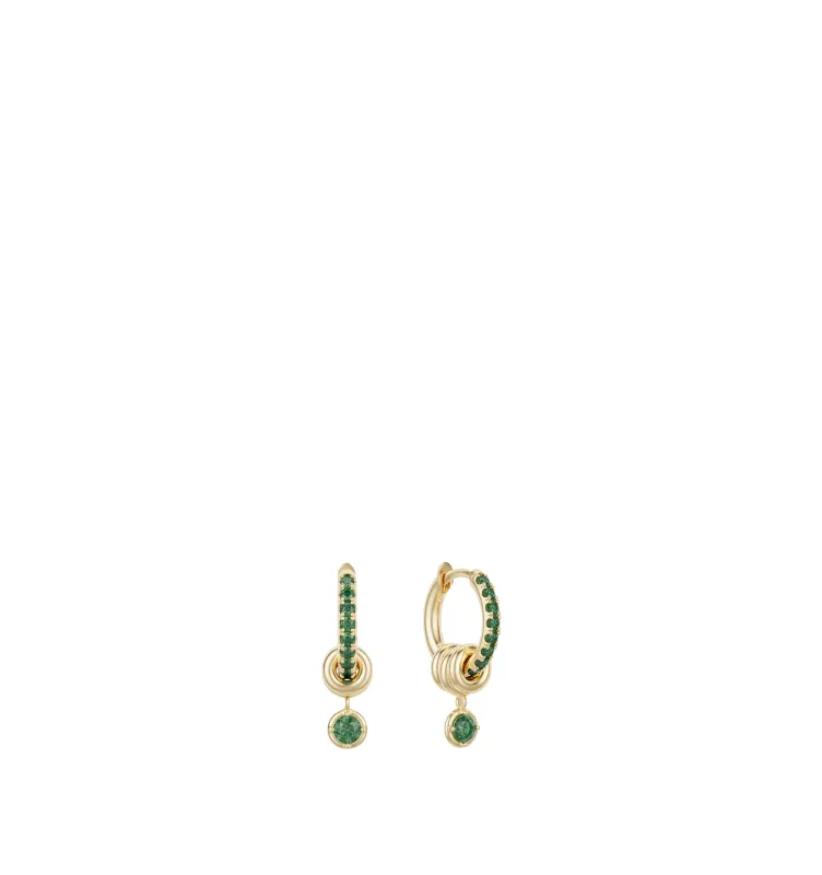 ZAHRA PAVE EARRINGS - EMERALD made by Hirshleifers