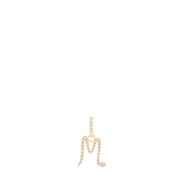 DIAMOND SNAKE INITIAL CHARM - M sold by Hirshleifers