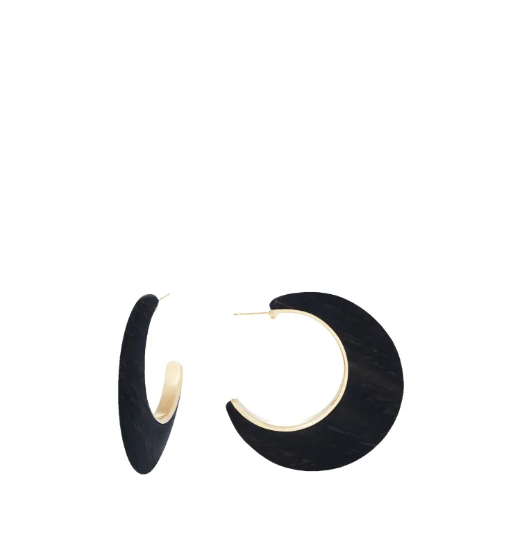 EBONY CRESCENT MOON EARRINGS made by Hirshleifers