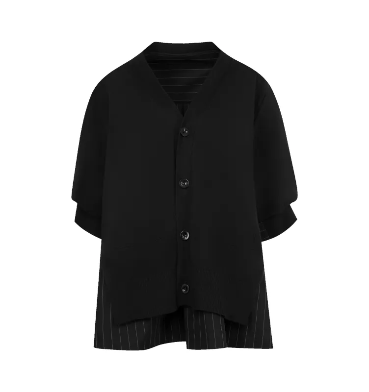 CHALK STRIPE X COTTON KNIT CARDIGAN (WOMENS) made by Hirshleifers