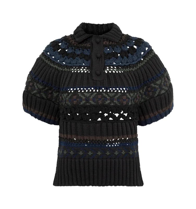 MIX KNIT PULLOVER TOP (WOMENS) made by Sacai