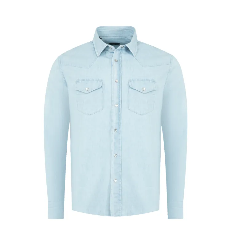 CHAMBRAY SLIM FIT WESTERN SHIRT (MENS) sold by Hirshleifers