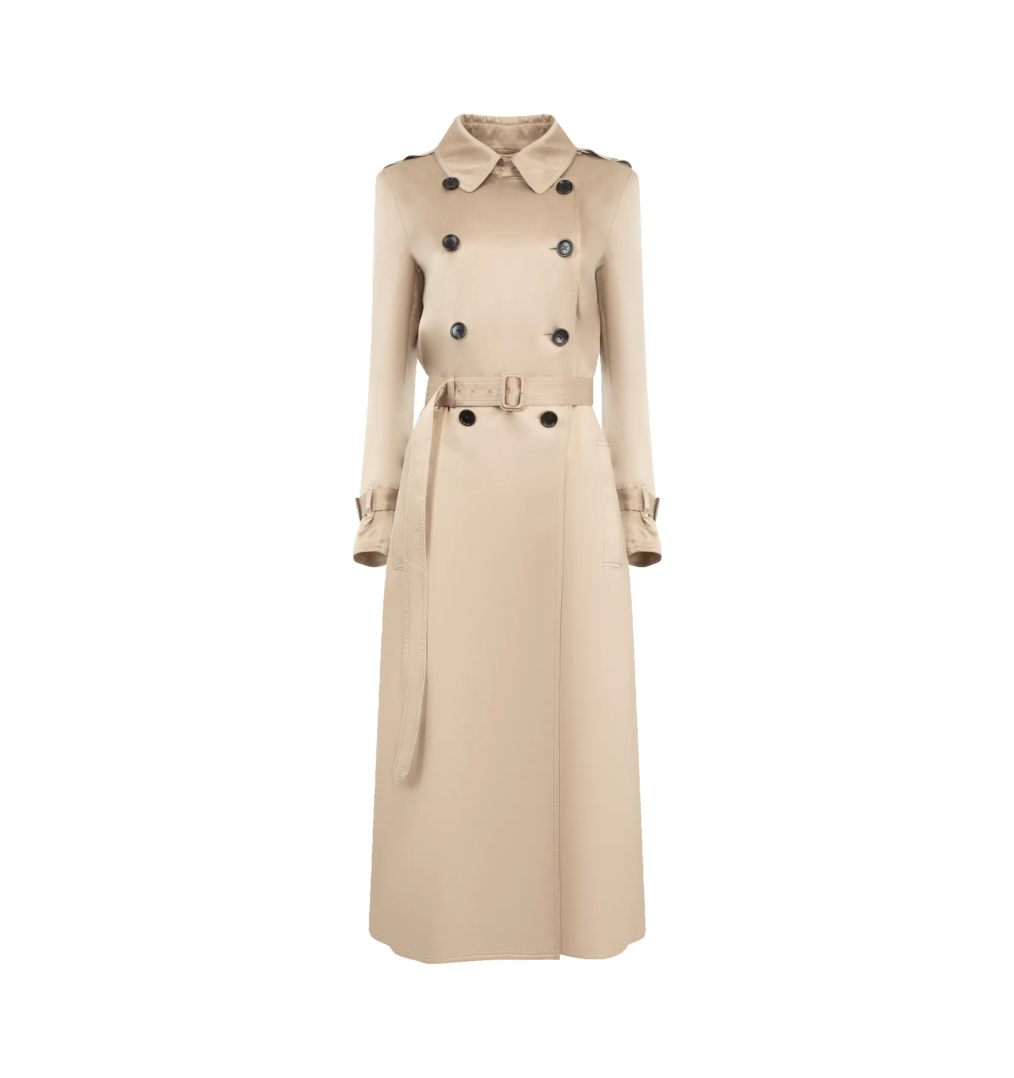 PEACH-FEEL SILK SATIN TRENCH COAT (WOMENS) sold by Hirshleifers