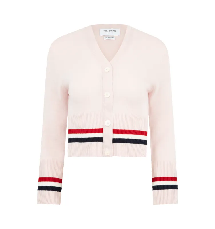 CASHMERE RWB STRIPE CARDIGAN (WOMENS) made by Thom Browne