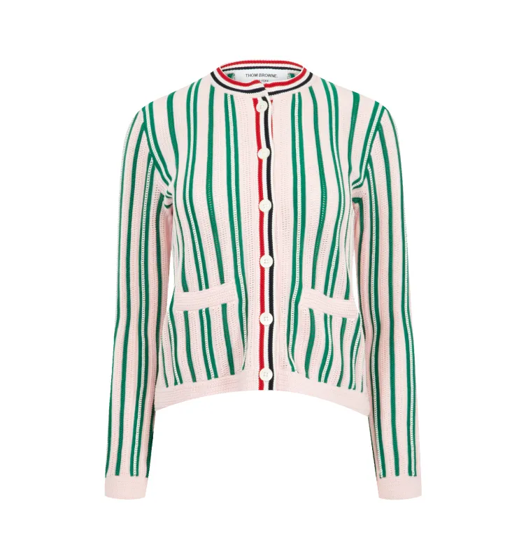 CROCHET STITCH STRIPE CARDIGAN (WOMENS) made by Thom Browne