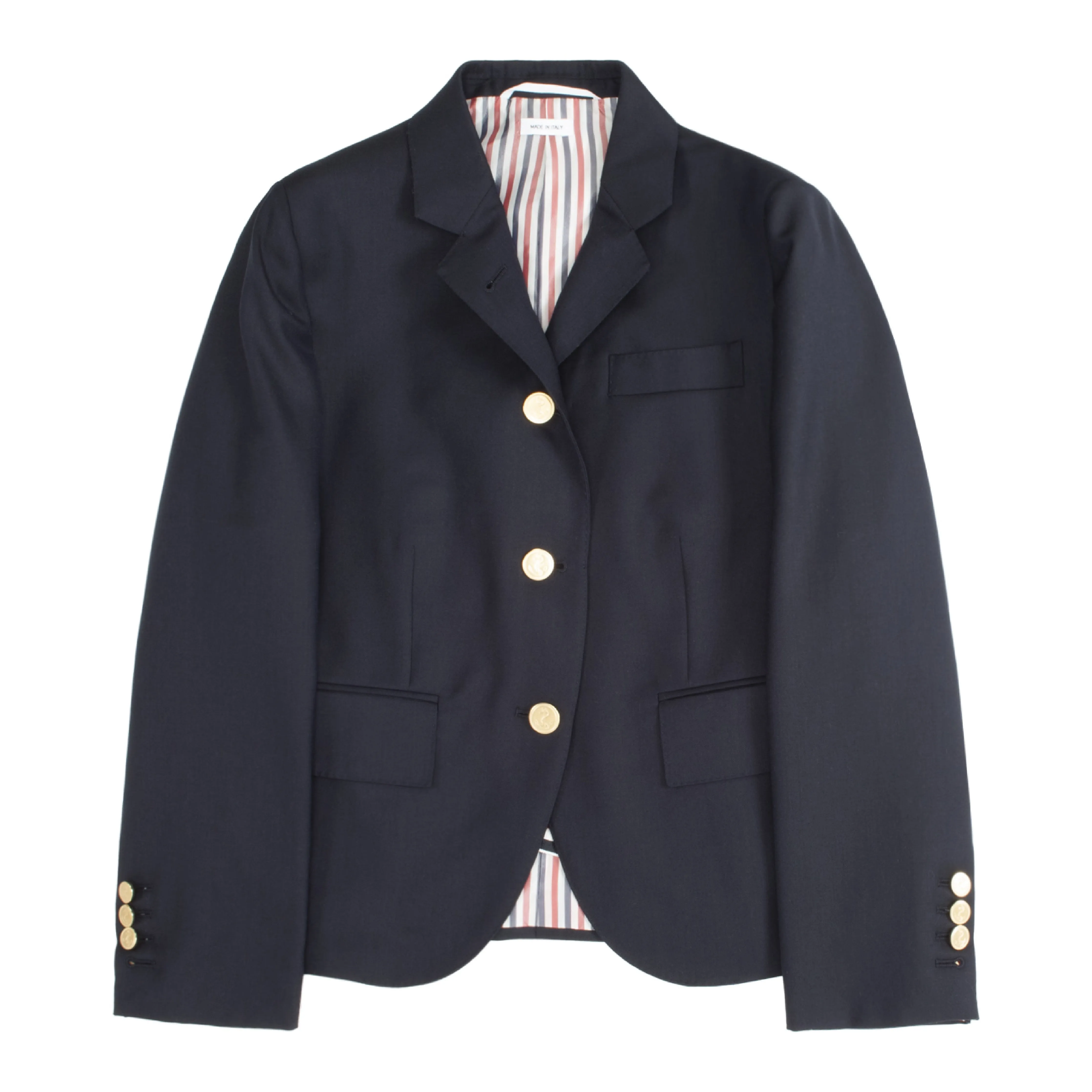 THOM BROWNE HIGH ARMHOLE WOOL SPORT BLAZER NAVY (WOMENS) sold by Hirshleifers