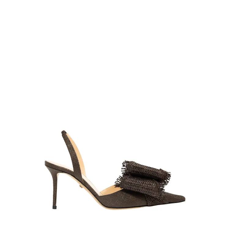 RAFFIA FRINGED SLINGBACK SANDAL 85MM (WOMENS) made by MACH & MACH