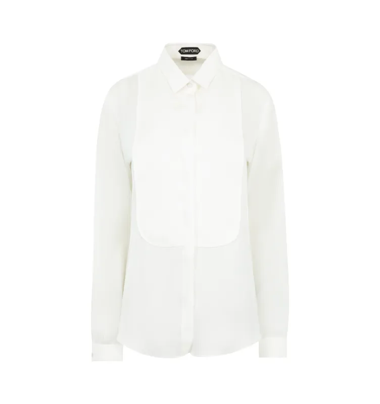 WASHED SILK GEORGETTE TUXEDO SHIRT (WOMENS) made by Tom Ford