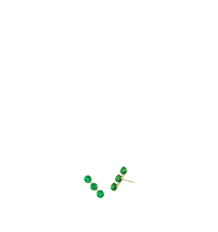 TRIPLE EMERALD STUD EARRINGS made by Hirshleifers