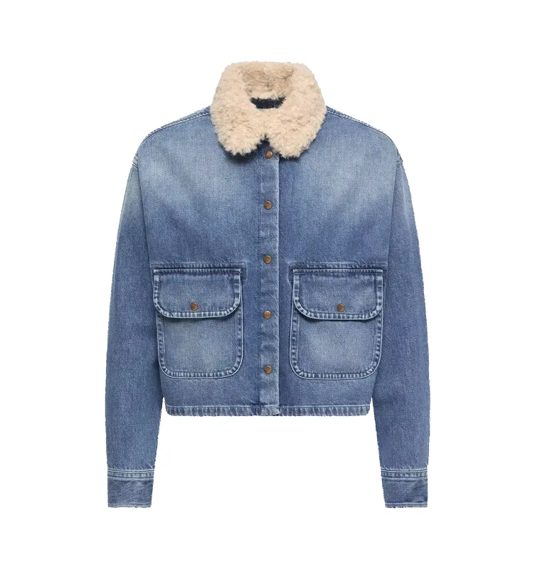 TEDDY TRIM DENIM SHIRT (WOMENS) made by Moncler
