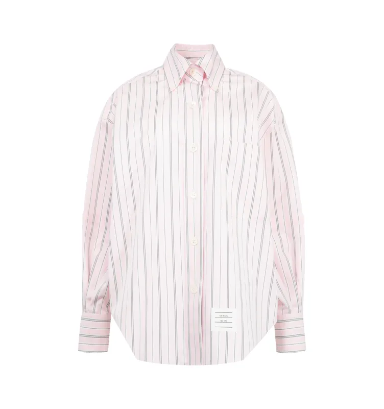 SUPERSIZED STRIPED COLLAR SHIRT (WOMENS) made by Thom Browne