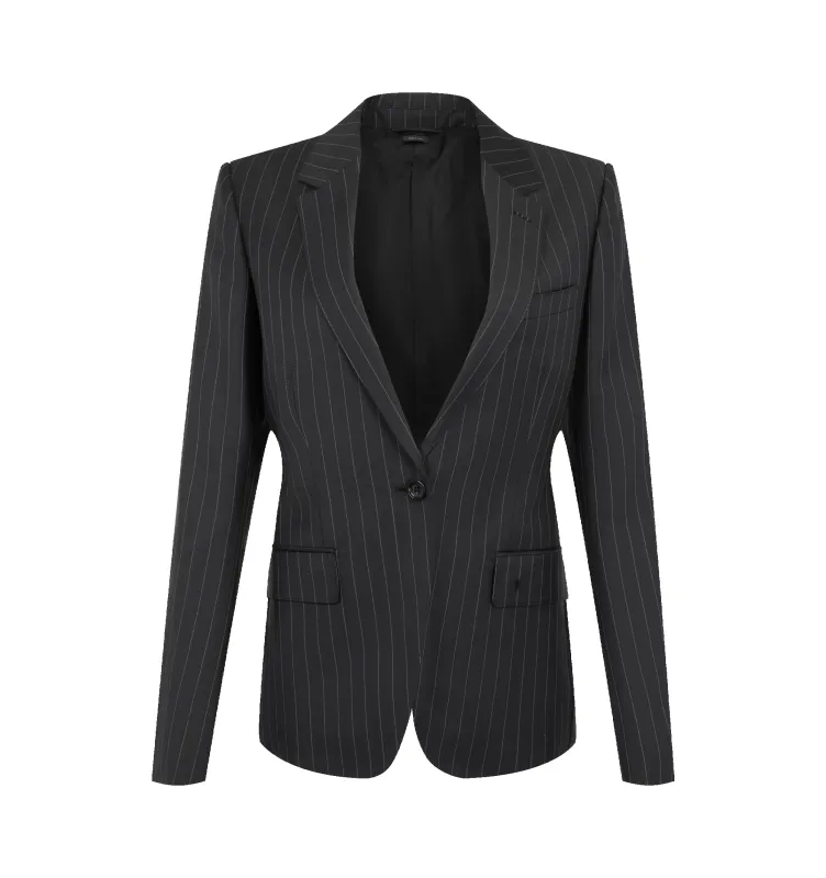 CHALK STRIPE WOOL MOHAIR JACKET (WOMENS) made by Tom Ford