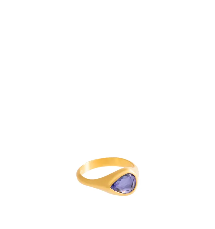 TANZANITE PEAR SHAPE RING (SIZE 6) made by Hirshleifers