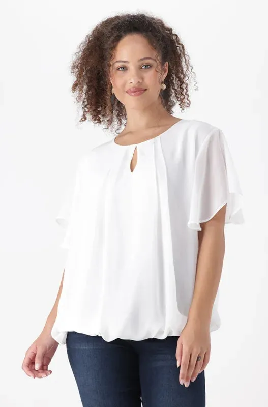 Mayre Bubble Hem Top _ 148279 _ Milk sold by Dunns