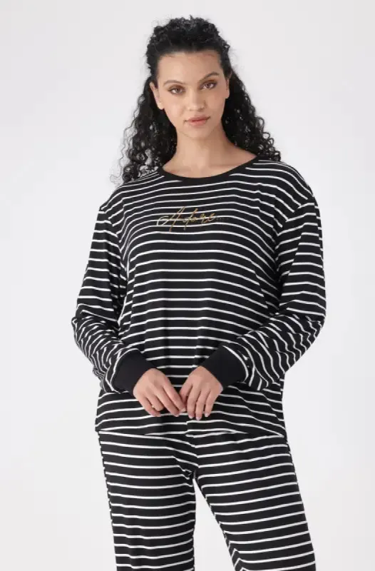 Febe Striped Sleep Set _ 146400 _ Black sold by Dunns