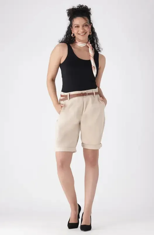 Ava Sateen Shorts _ 145264 _ Stone sold by Dunns product image thumbnail 4