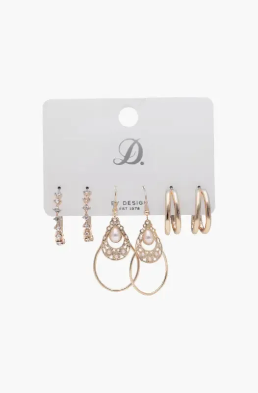 Cory 3 Pack Earringss _ 146550 _ Gold sold by Dunns
