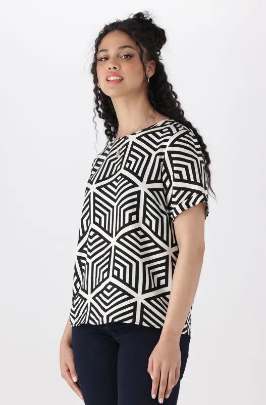 Rose Boxy Top _ 140818 _ Multi sold by Dunns