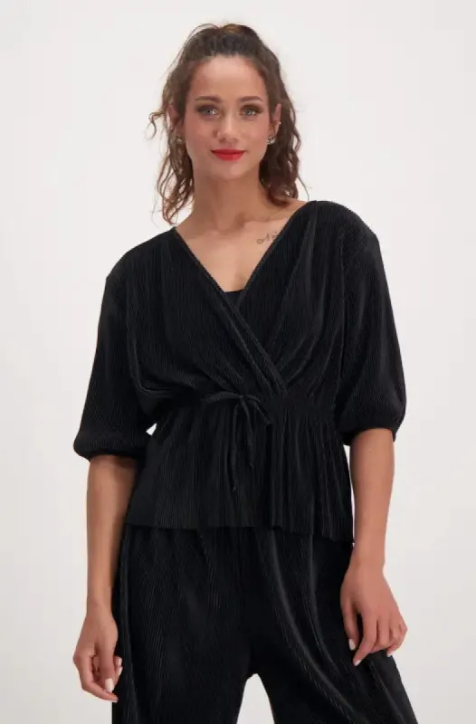 Alice Plisse Tie Top _ 141372 _ Black sold by Dunns