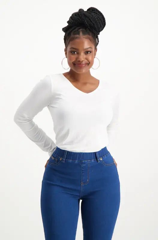 Vayla V Neck Tee _ 127572 _ White sold by Dunns