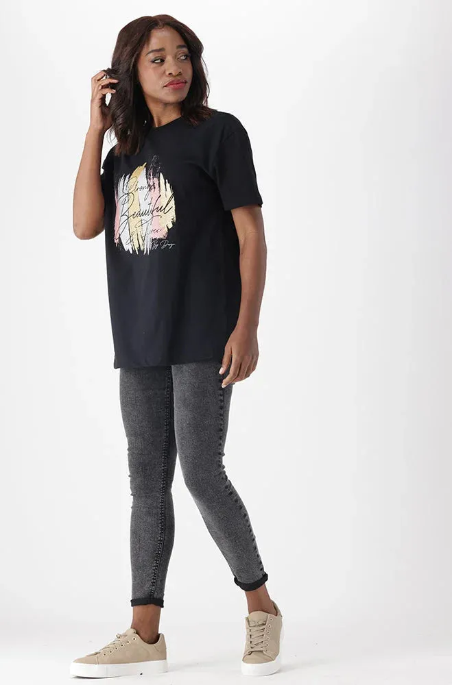 Jade Graphic Print Boyfriend Tee _ 150897 _ Black sold by Dunns product image thumbnail 5