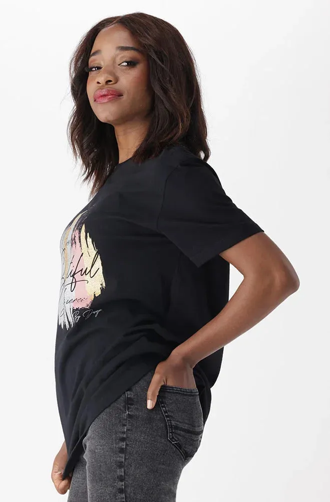 Jade Graphic Print Boyfriend Tee _ 150897 _ Black sold by Dunns product image thumbnail 2
