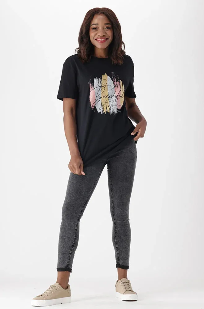 Jade Graphic Print Boyfriend Tee _ 150897 _ Black sold by Dunns product image thumbnail 4