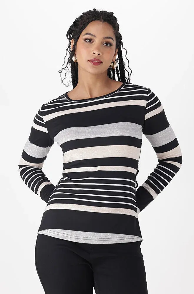 ZIZIE STRIPE LONG SLEEVE TOP _ 155476 _ Multi sold by Dunns