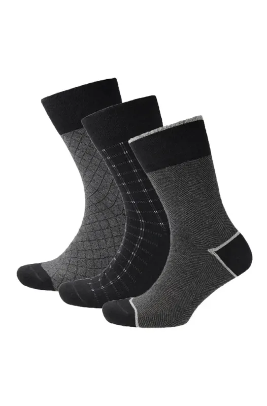 Benson Socks - 3 Pack _ 146516 _ Charcoal Mel sold by Dunns