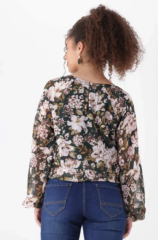 Kamala Bubble Hem Blouse _ 148508 _ Green sold by Dunns product image thumbnail 3