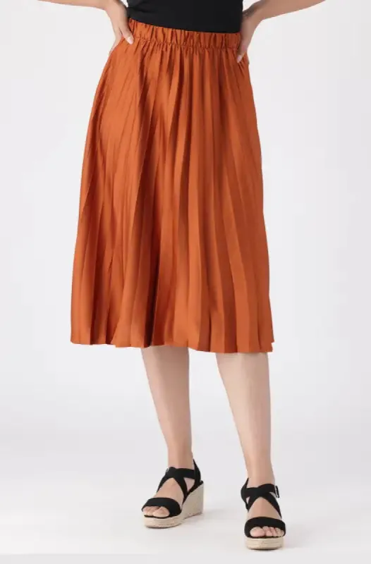 Sarah Satin Pleat Skirt _ 145944 _ Orange sold by Dunns