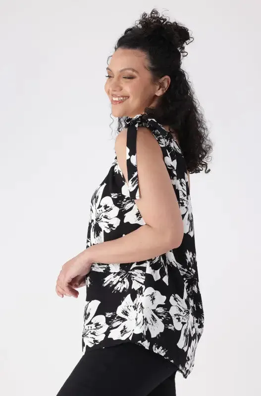 Eleanor Spotty Tie Shoulder Top _ 144467 _ Black sold by Dunns product image thumbnail 2