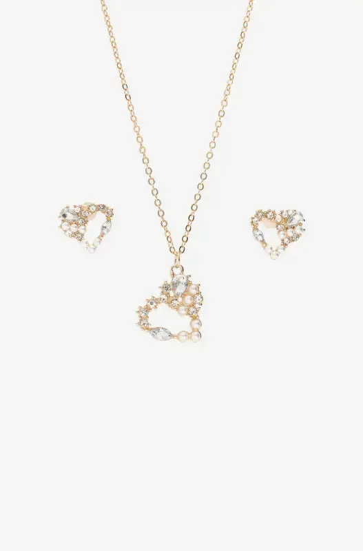 Hayley Heart Pendant Necklace Set _ 147913 _ Gold sold by Dunns
