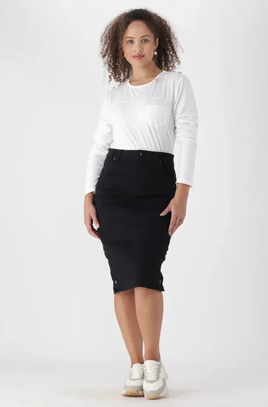 Camden Button Through Denim Skirt _ 147870 _ Black sold by Dunns product image thumbnail 4