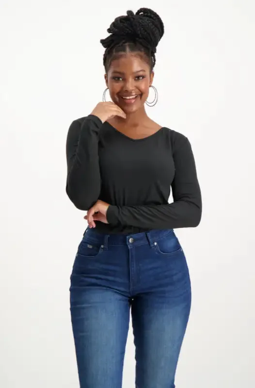 Vayla V Neck Tee _ 127570 _ Black sold by Dunns