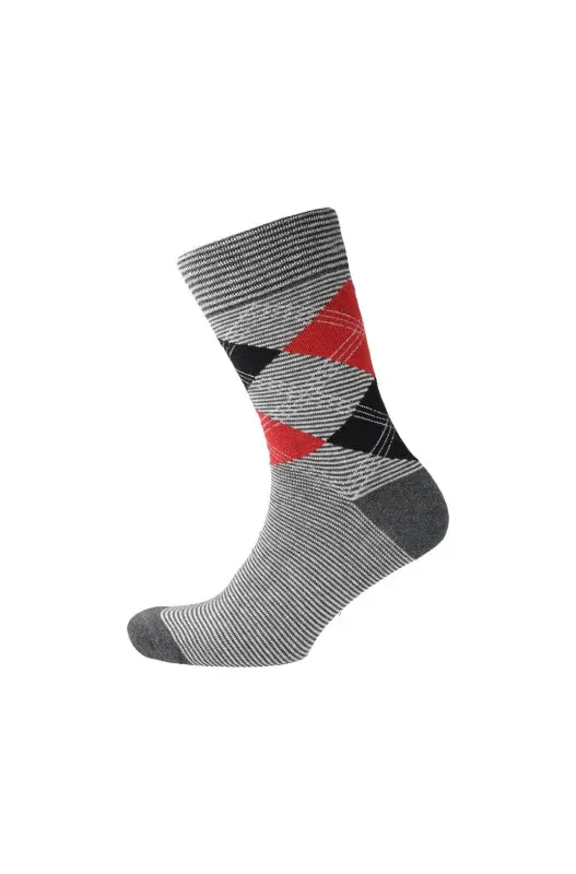 Argyle Single Socks _ 148833 _ Charcoal Mel sold by Dunns